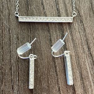 Silver colored necklace and earrings set (necklace is adjustable length)